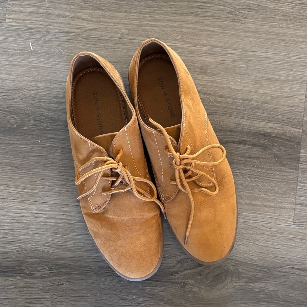 Sun + Stone Dean Oxfords Size 10M Tan Textile Lace Up Casual‎ Shoes 100128150